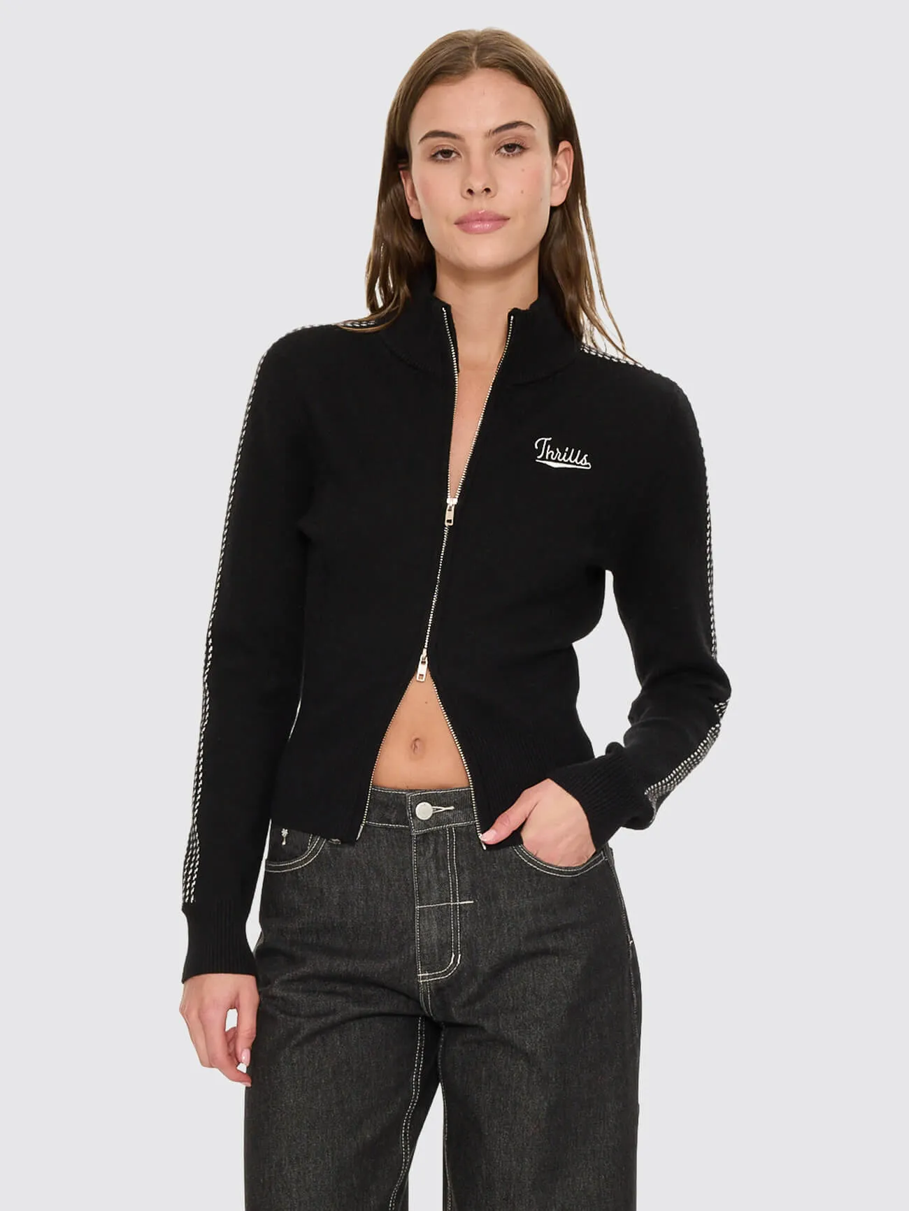 Final Call Zip Knit Sweater - Black sold by Thrills
