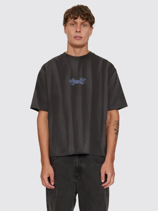 Into The Void Oversize Box Crop Tee - Sunfade Bleach Dark Charcoal made by Thrills