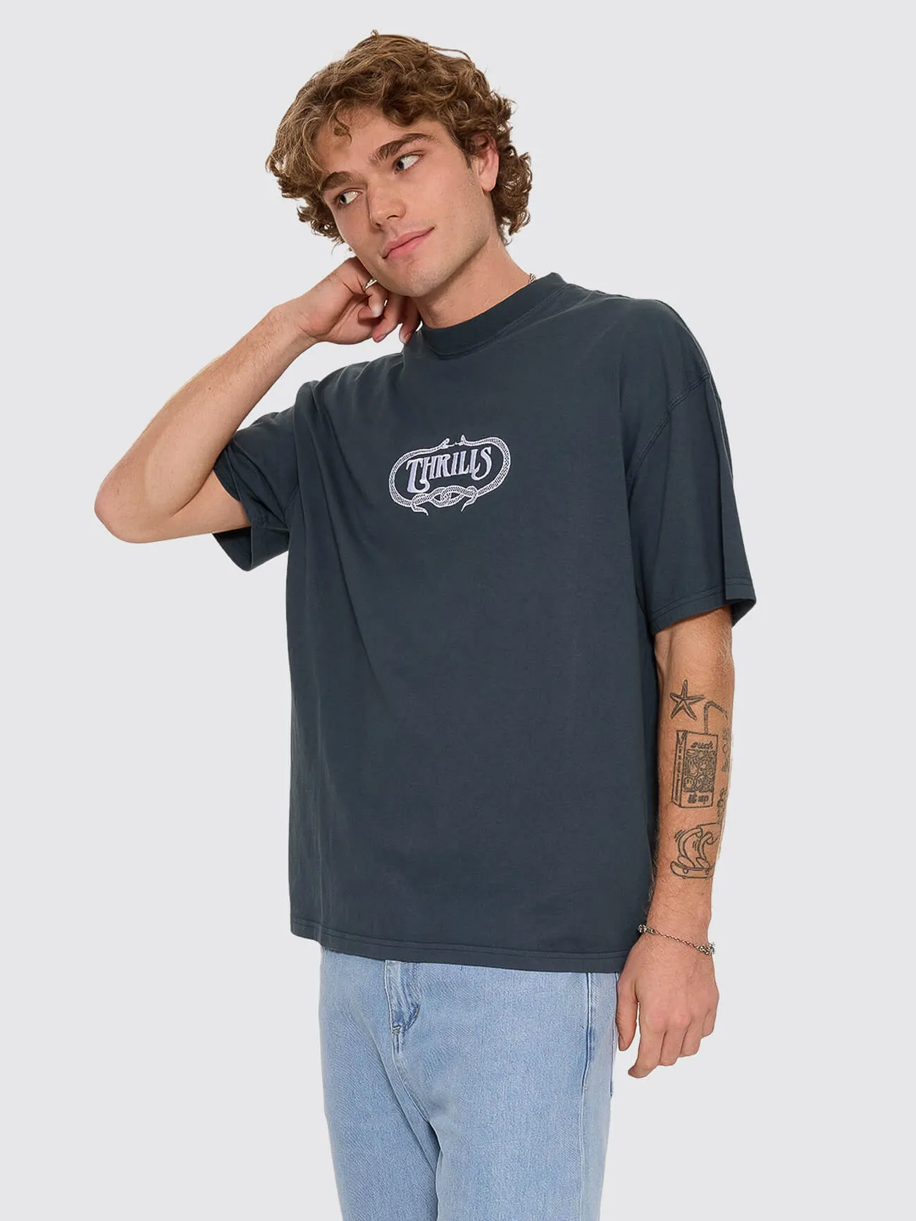 Double Time Oversize Box Tee - Petrol sold by Thrills product image thumbnail 3