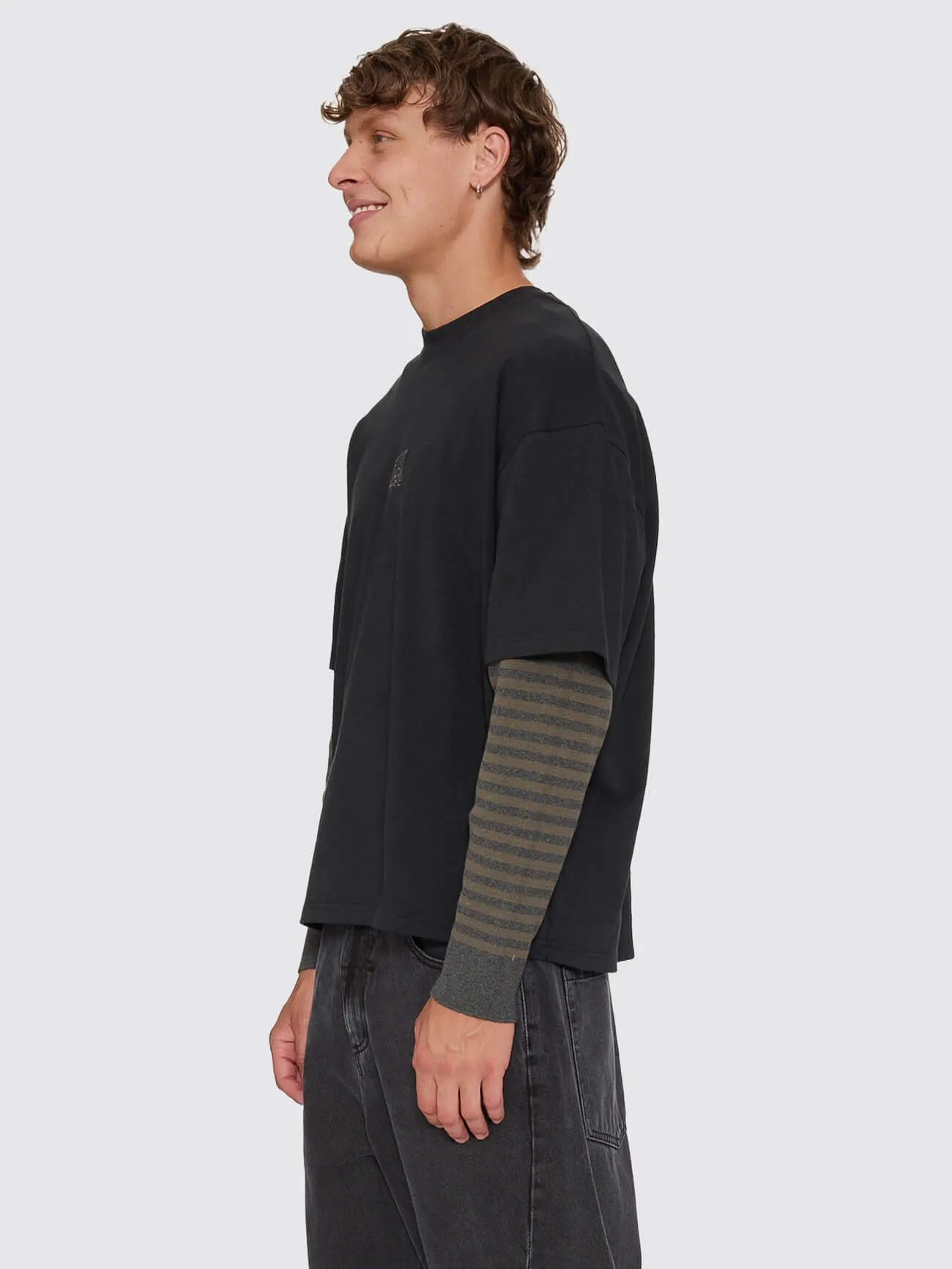 What We Believe Layer Oversize Box Crop Long Sleeve Tee - Faded Black sold by Thrills product image thumbnail 2