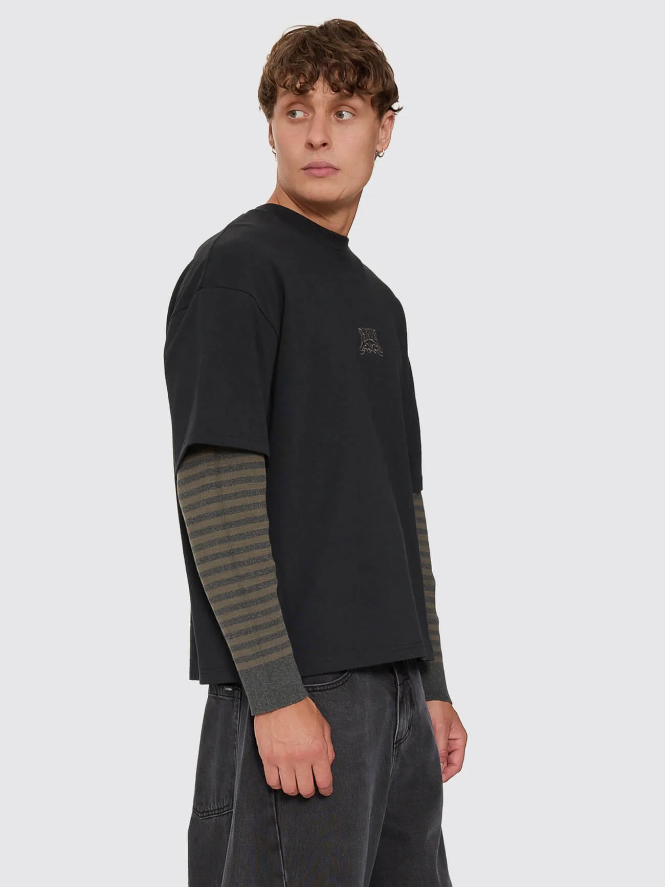 What We Believe Layer Oversize Box Crop Long Sleeve Tee - Faded Black sold by Thrills product image thumbnail 4