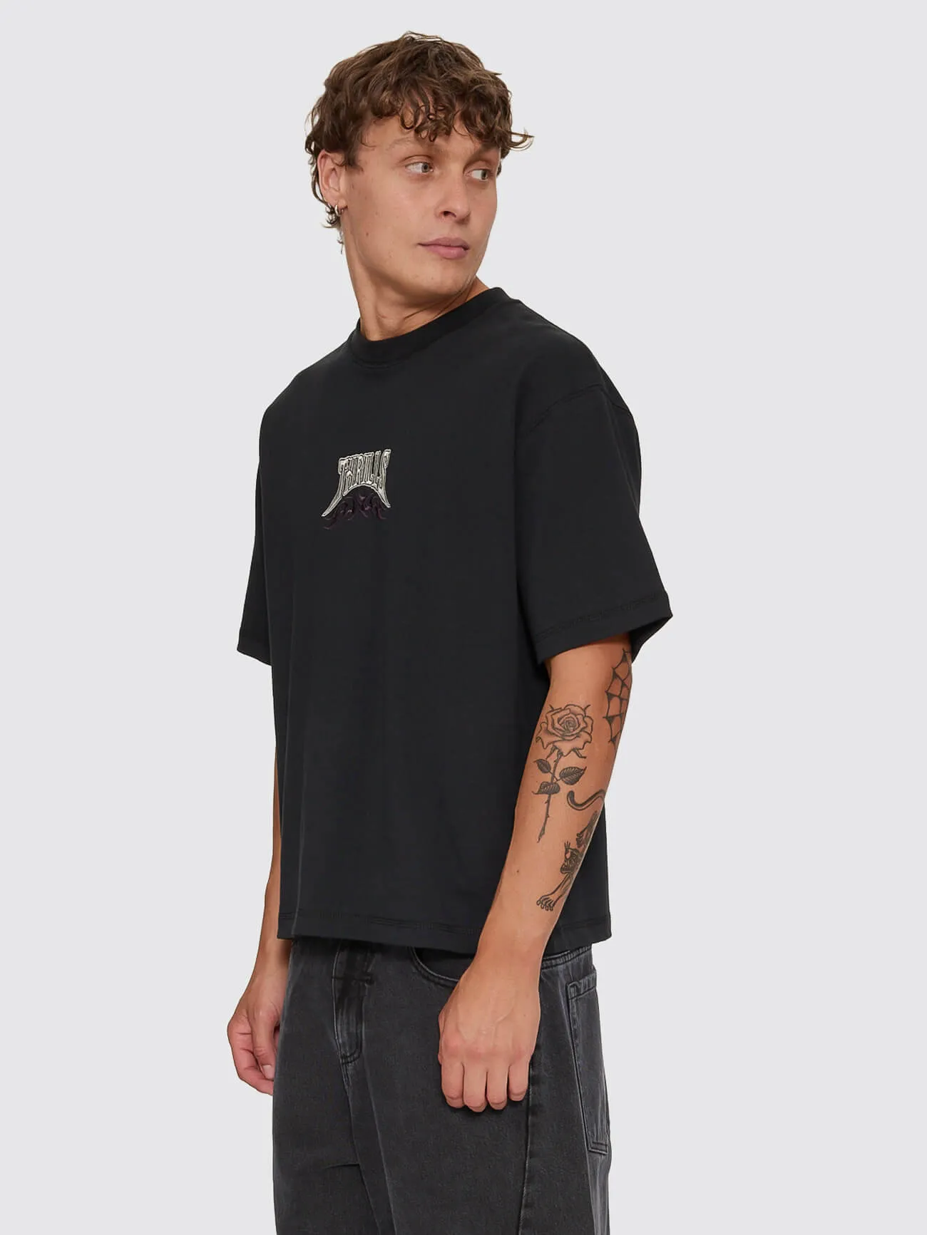 What We Believe Embro Oversize Box Crop Tee - Washed Black sold by Thrills product image thumbnail 3