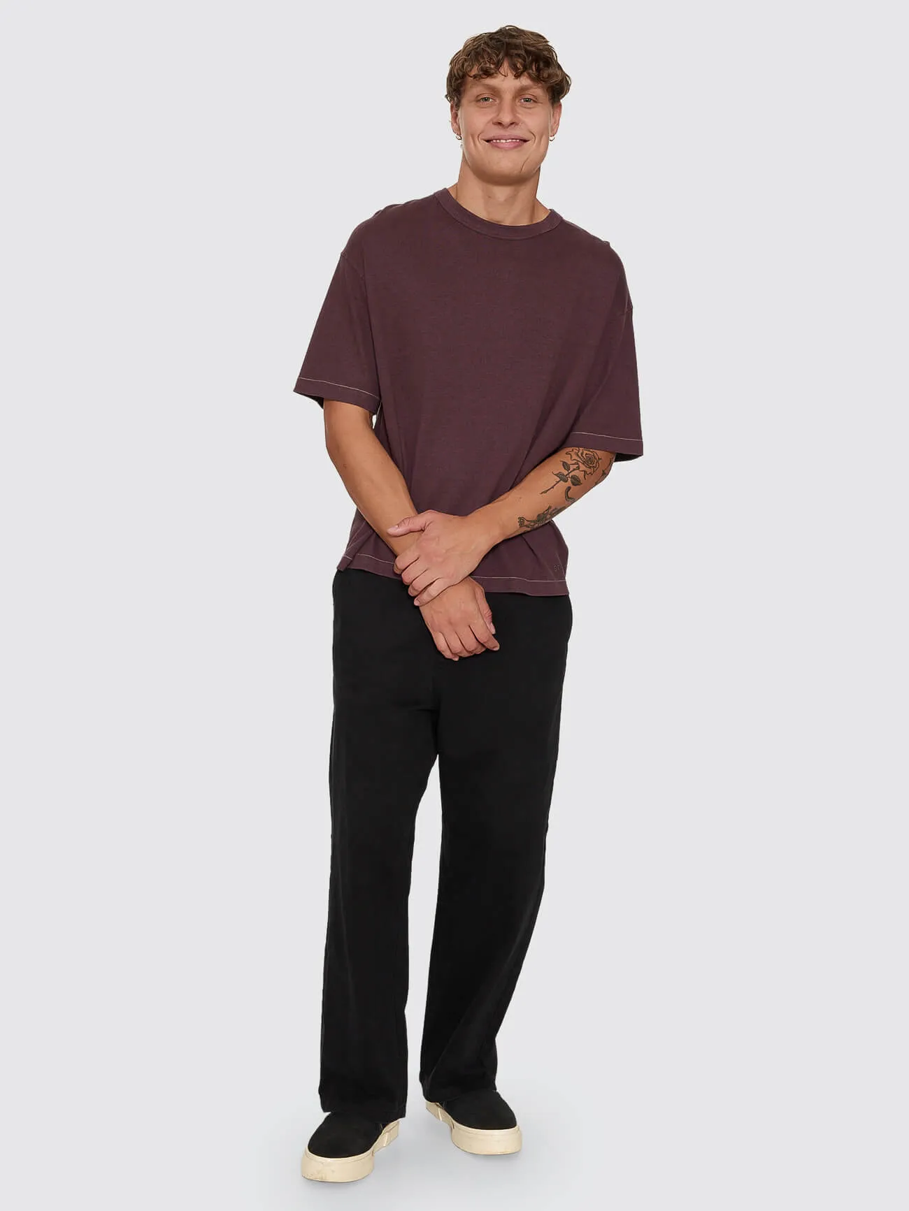 Hemp Thrills Embro Oversize Box Crop Contrast Tee - Aubergine sold by Thrills product image thumbnail 5