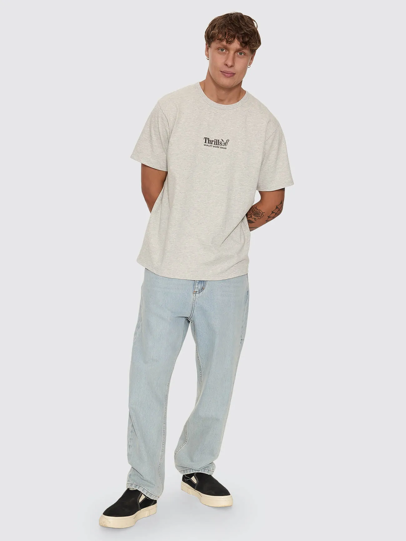 Thrills Workwear Embro Merch Tee - Snow Marle sold by Thrills product image thumbnail 3