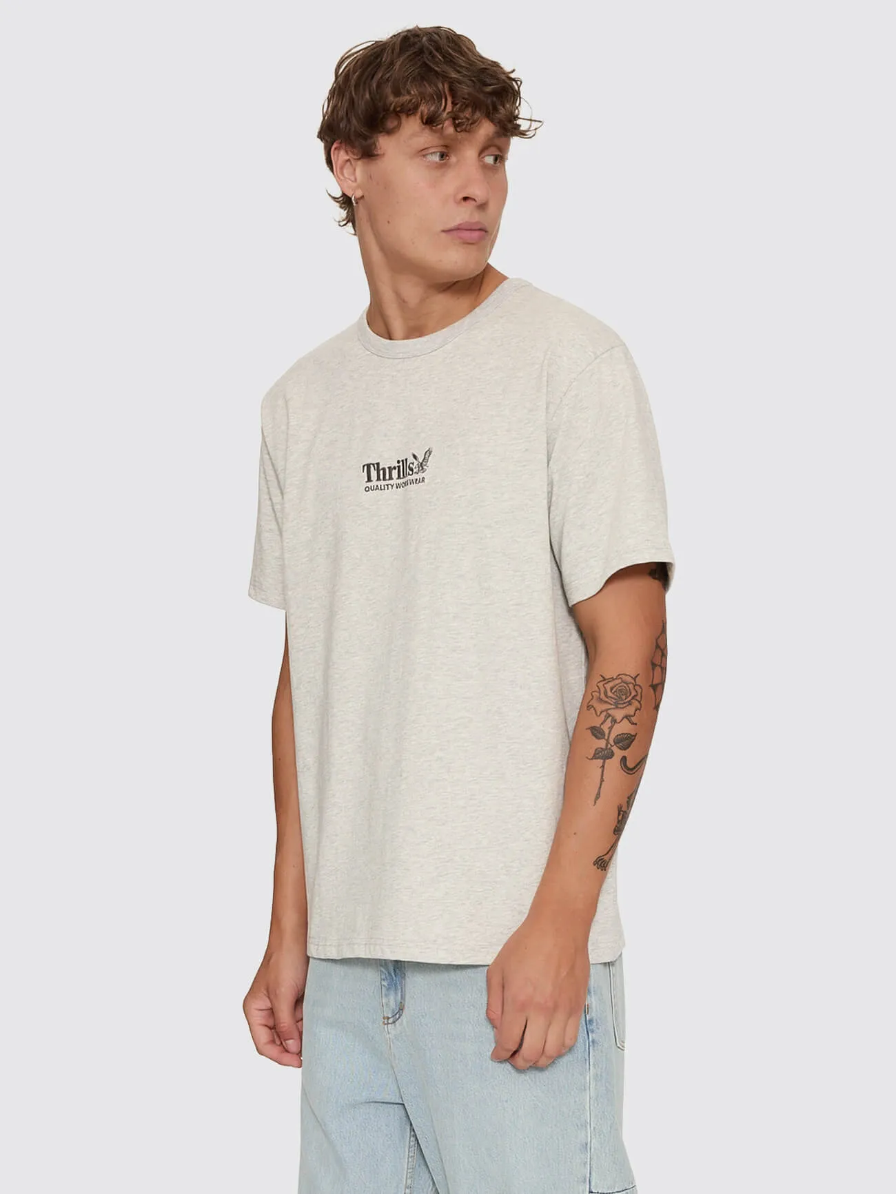 Thrills Workwear Embro Merch Tee - Snow Marle sold by Thrills product image thumbnail 2