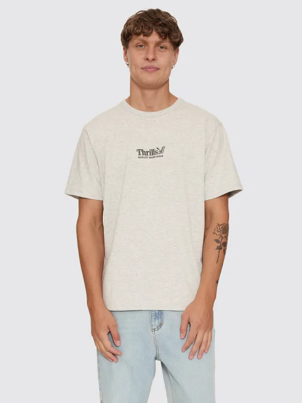 Thrills Workwear Embro Merch Tee - Snow Marle made by Thrills