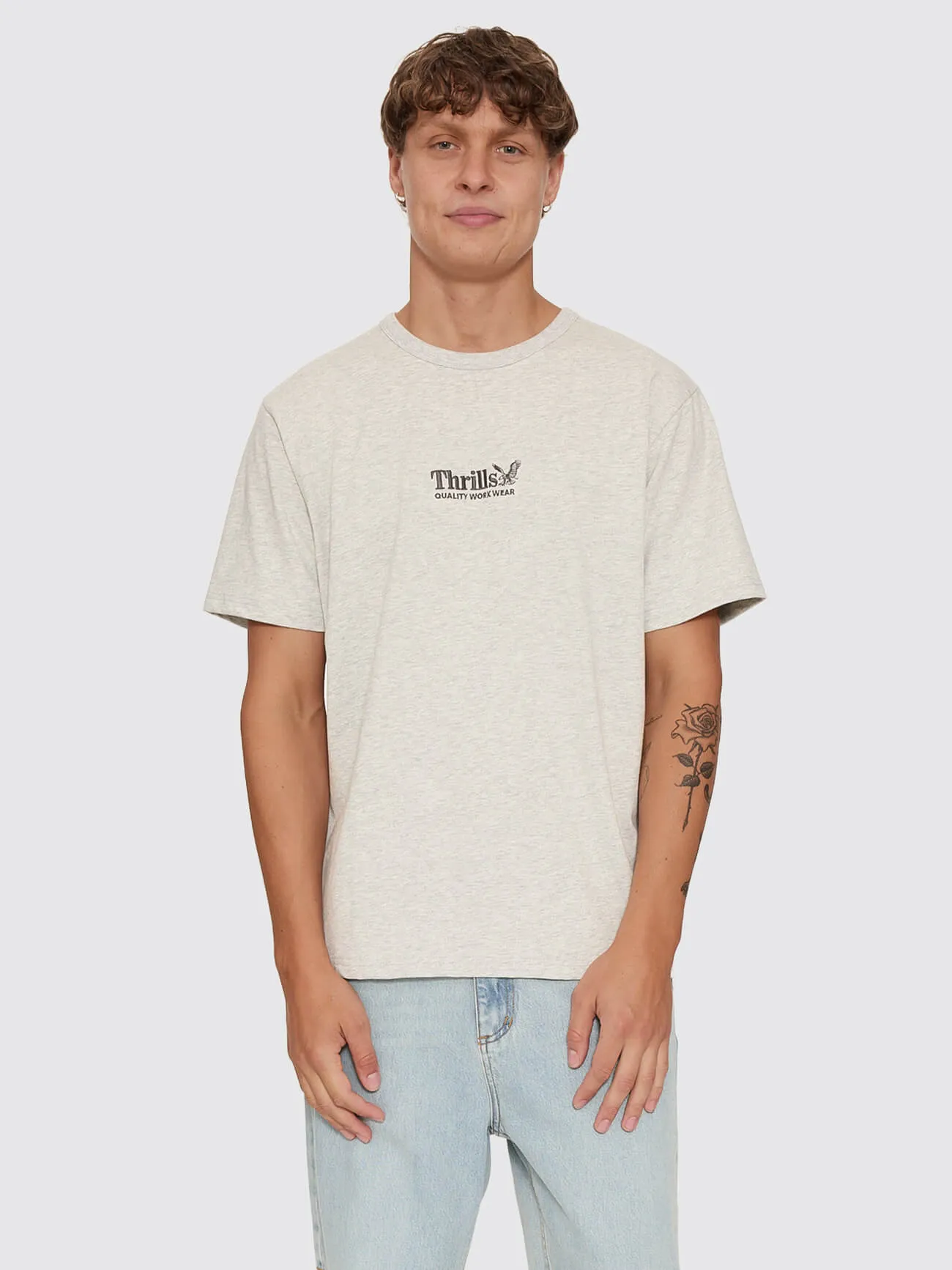 Thrills Workwear Embro Merch Tee - Snow Marle sold by Thrills