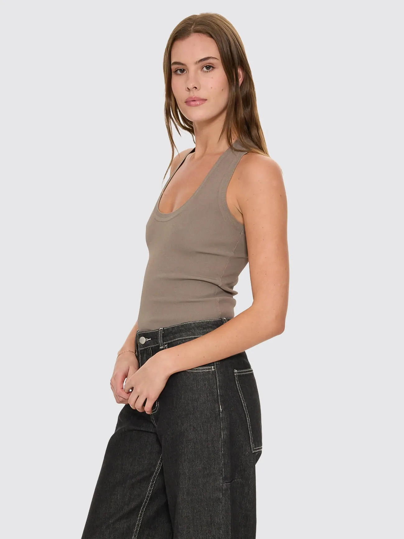 Astra V Neck Tank - Clay Smoke sold by Thrills product image thumbnail 3