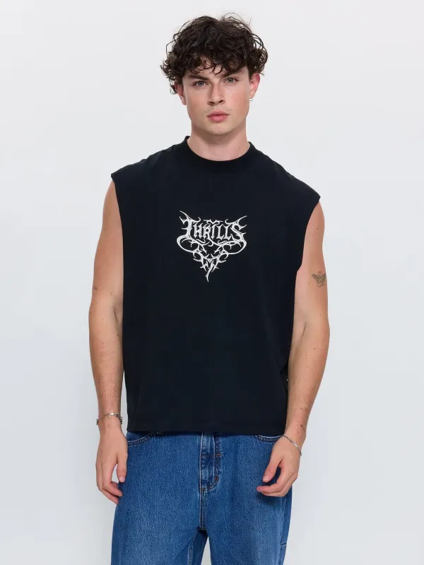 South of Heaven Box Crop Muscle Tee - Washed Black made by Thrills