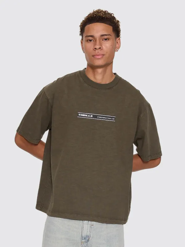 Paradise Built Oversize Box Crop Tee - Olive Night made by Thrills