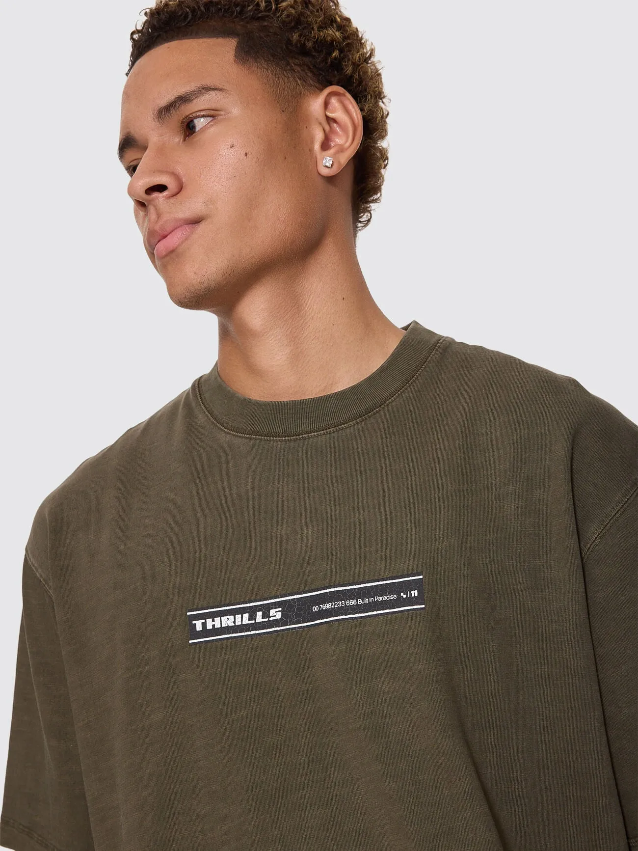 Paradise Built Oversize Box Crop Tee - Olive Night sold by Thrills product image thumbnail 2