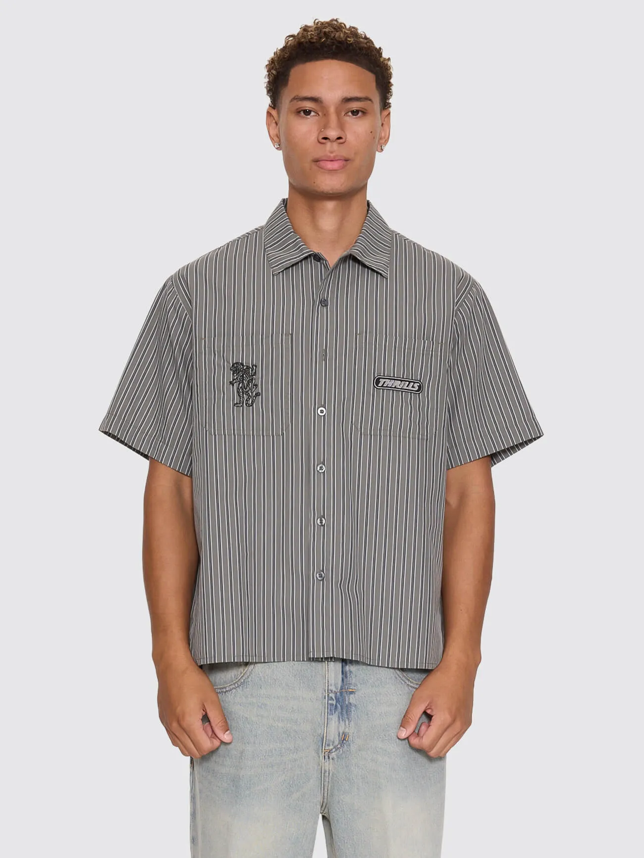 Built To Last Cropped Short Sleeve Work Shirt - Beetle sold by Thrills