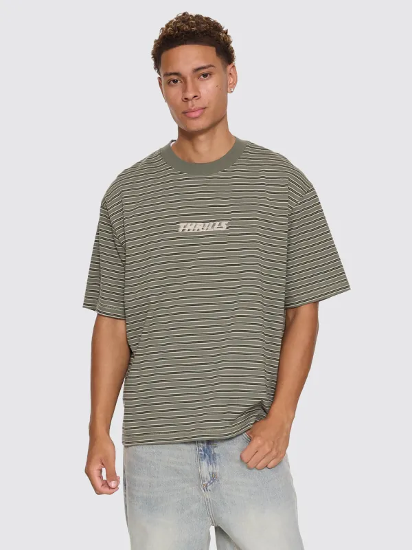 Built To Last Stripe Oversize Box Crop Tee - Beetle made by Thrills
