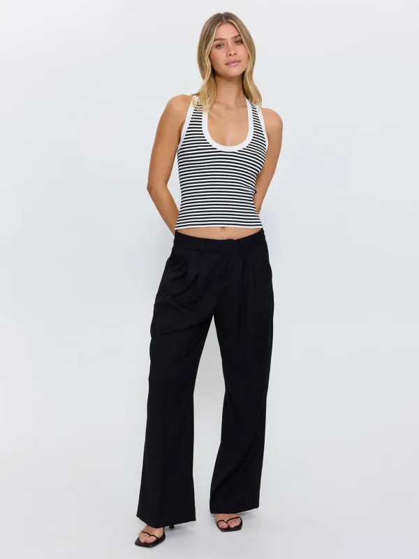 Banks Pleated Low Rise Pant - Black made by Thrills