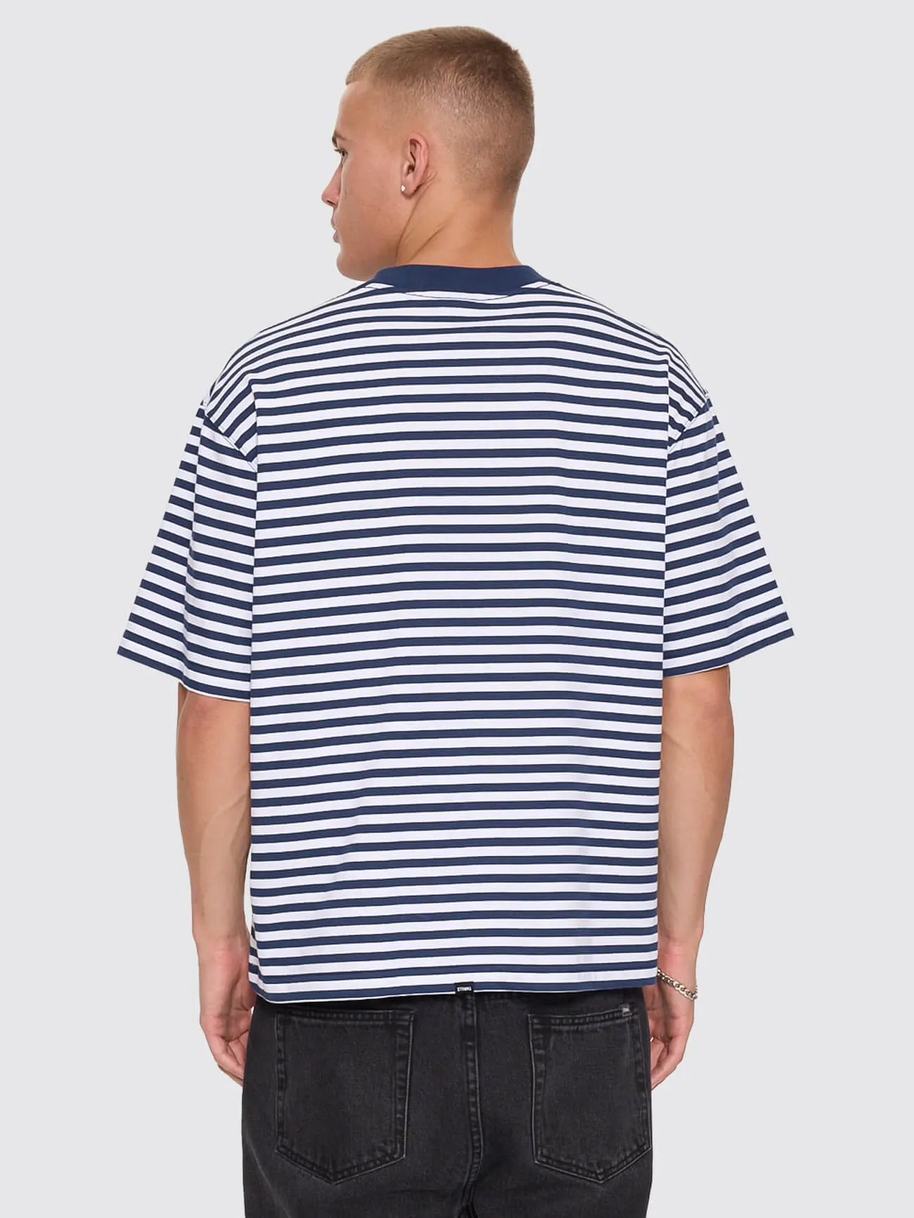 Primitive Stripe Oversize Box Crop Tee - Heritage Navy Stripe sold by Thrills product image thumbnail 3