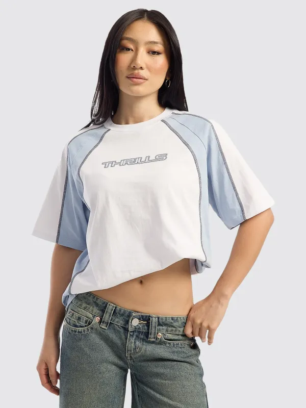 On Repeat Panelled Raglan Tee - White made by Thrills