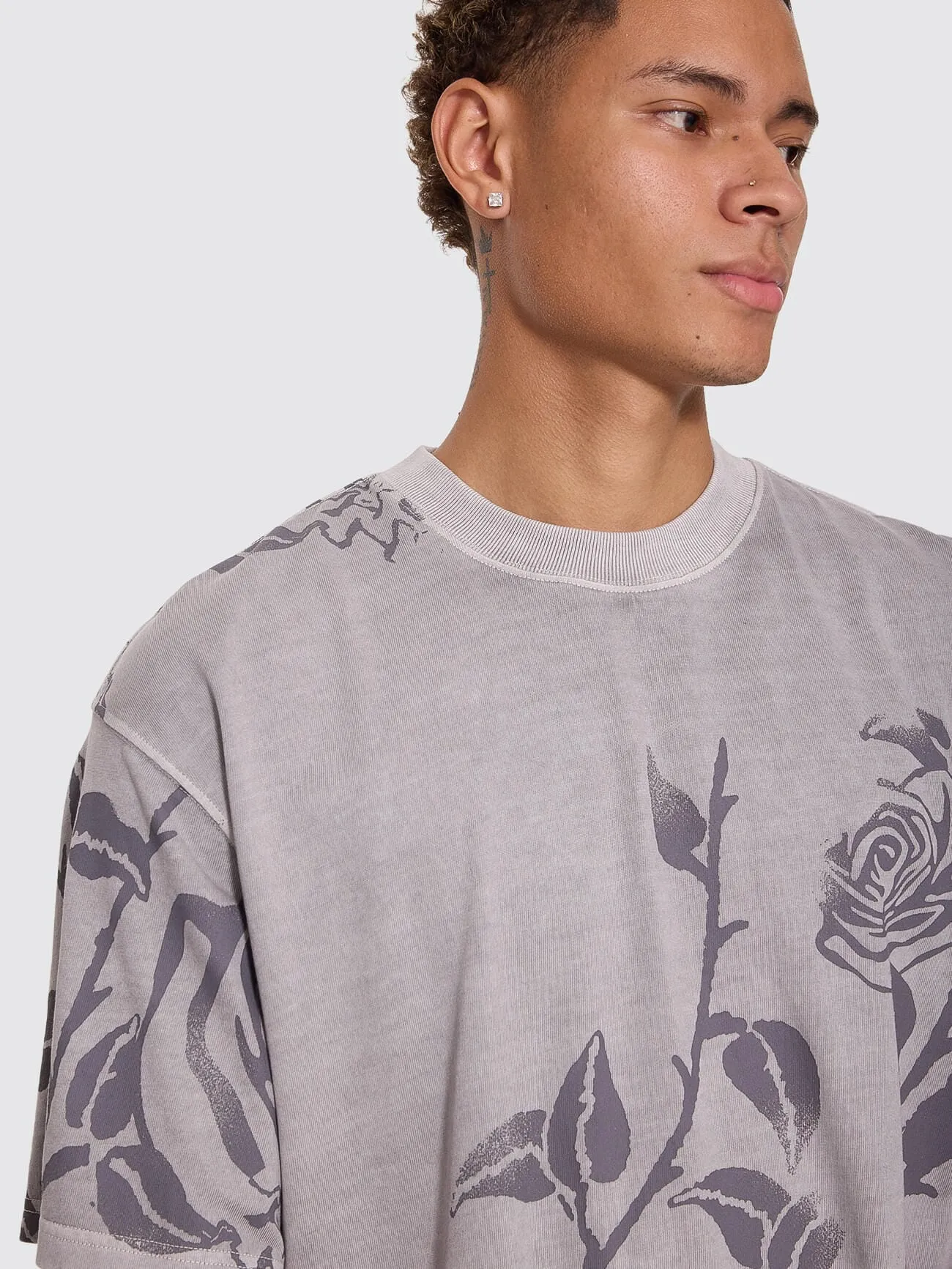 Time Will Tell Allover Box Crop Tee - Rose Allover sold by Thrills product image thumbnail 2