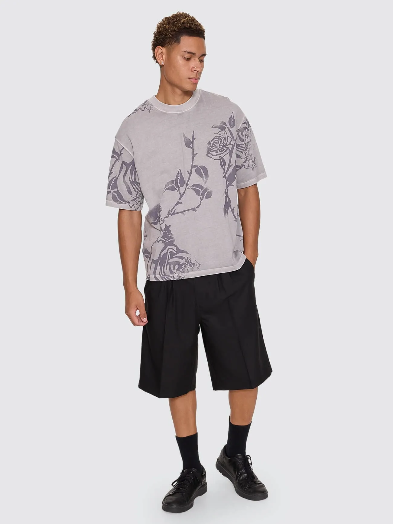 Time Will Tell Allover Box Crop Tee - Rose Allover sold by Thrills product image thumbnail 5