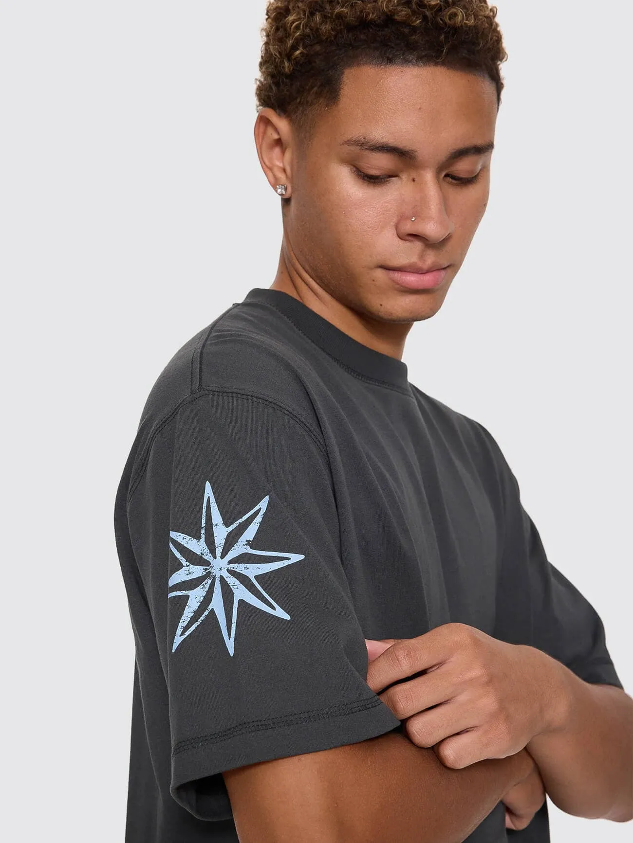 Stars Aligned Oversize Box Crop Tee - Carbon sold by Thrills product image thumbnail 2