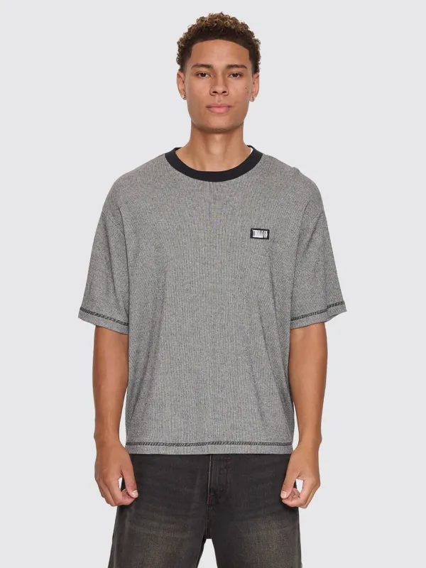Chaotic Interventions Oversize Box Crop Rib Tee - Black - White made by Thrills