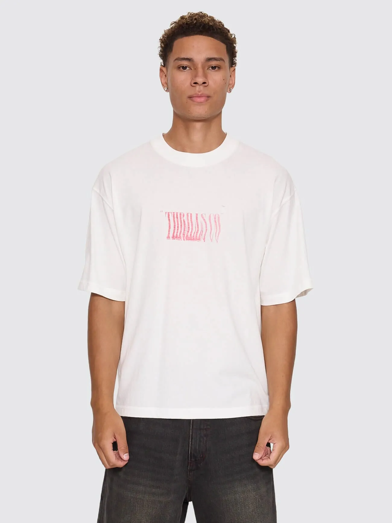 Chaotic Interventions Oversize Box Crop Tee - Dirty White sold by Thrills
