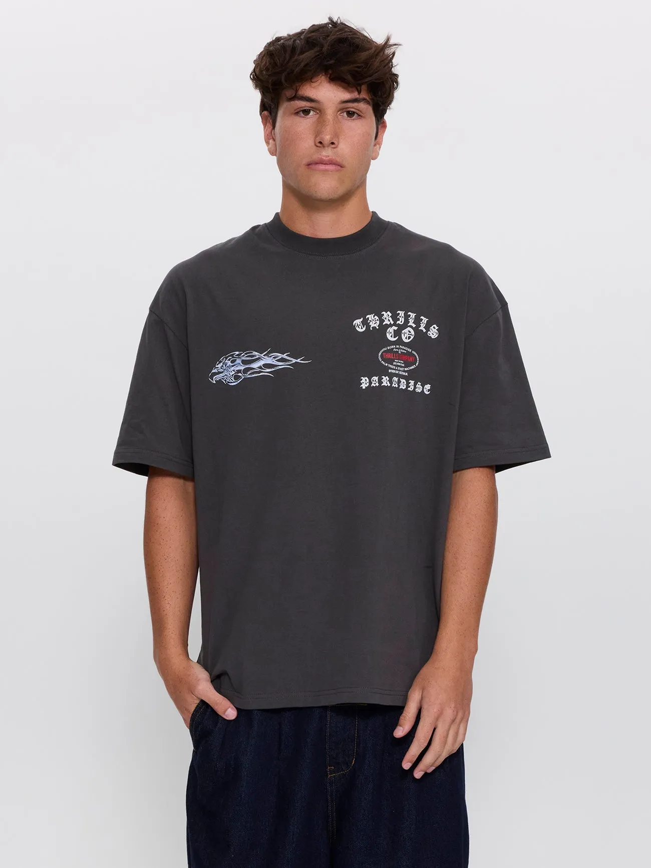 Paradise Born Box Fit Oversize Tee - Dark Merch Black sold by Thrills product image thumbnail 2