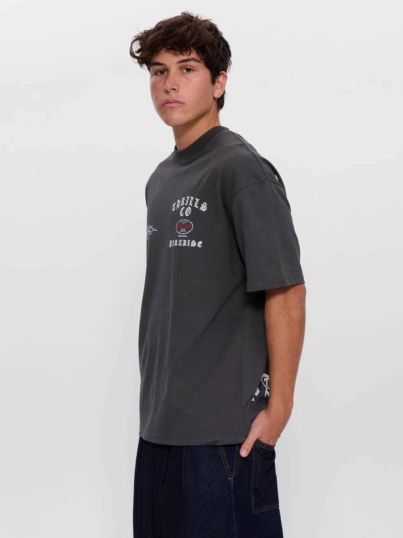 Paradise Born Box Fit Oversize Tee - Dark Merch Black sold by Thrills product image thumbnail 4