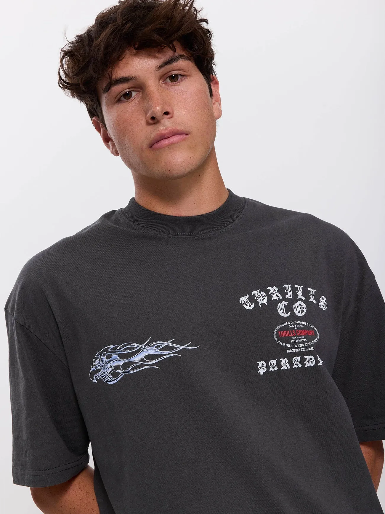 Paradise Born Box Fit Oversize Tee - Dark Merch Black sold by Thrills product image thumbnail 3