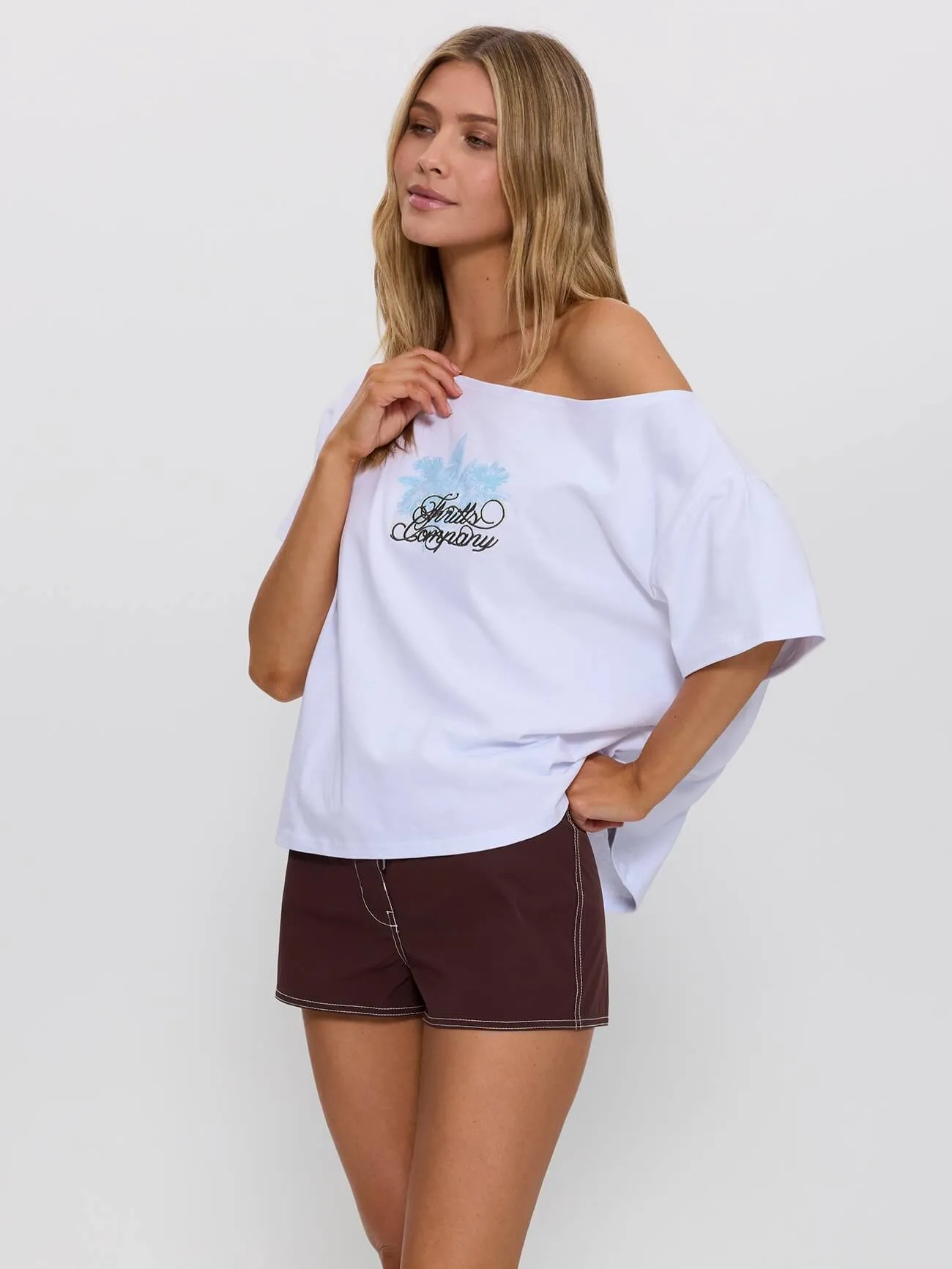 Lost Paradise Off Shoulder Tee - White sold by Thrills product image thumbnail 3