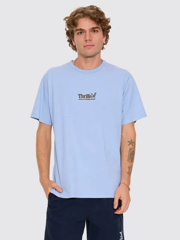 Thrills Workwear Embro Merch Fit Tee - Placid Blue made by Thrills