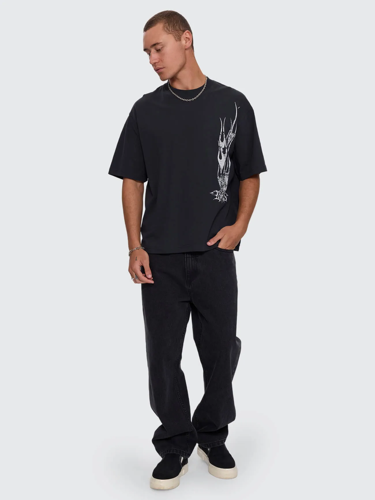 Matter of Flame Box Crop Tee - Faded Black sold by Thrills product image thumbnail 5