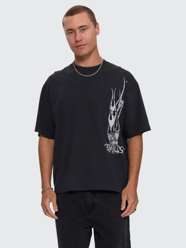 Matter of Flame Box Crop Tee - Faded Black made by Thrills