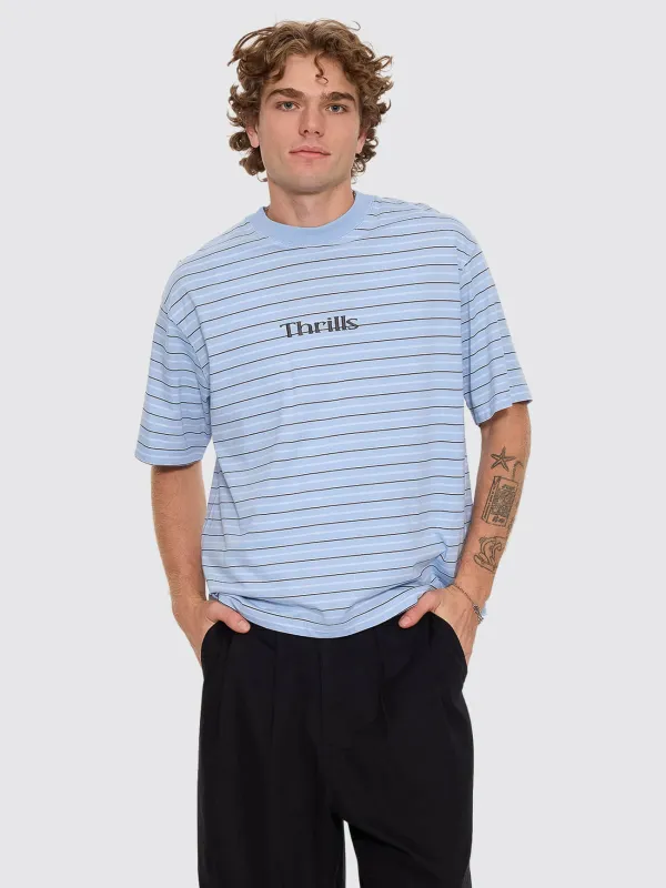 Flowers Of Tomorrow Stripe Box Crop Tee - Placid Blue made by Thrills