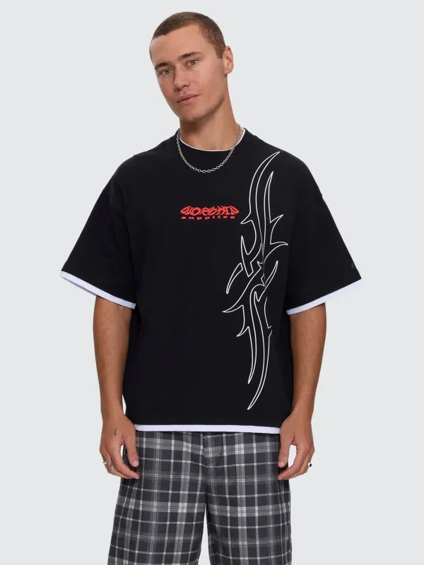Pitted Box Crop Layer Tee - Black made by Thrills