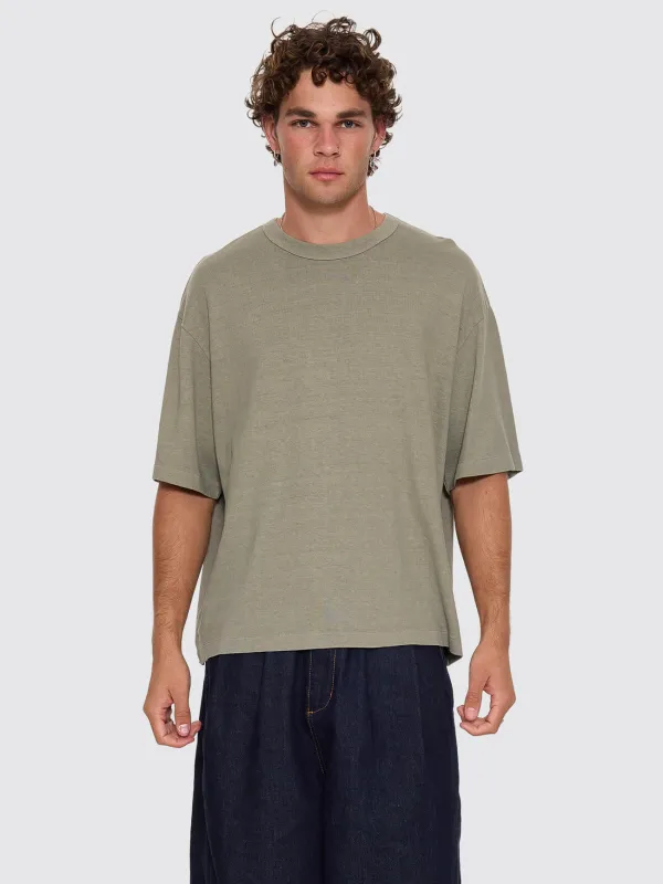 Hemp Thrills Embro Box Crop Tee - Dust Army made by Thrills