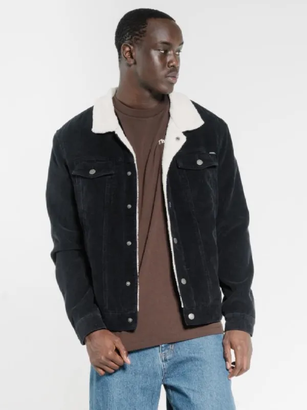 Sherpa Wanderer Corduroy Denim Jacket - Black sold by Thrills