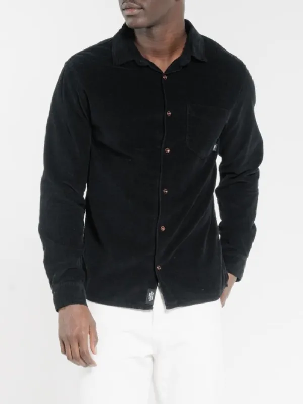 Stranded Cord Long Sleeve Shirt - Black sold by Thrills