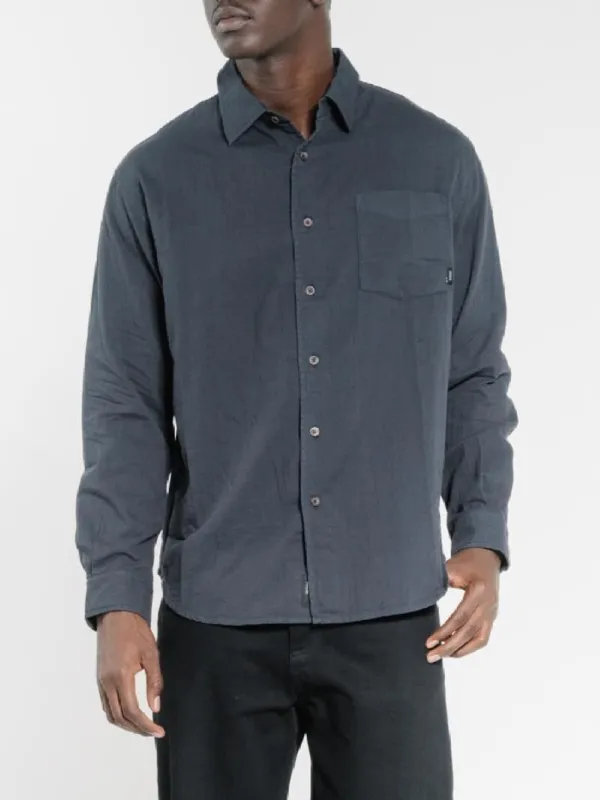 Cyclinder Oversized Long Sleeve Shirt - Dark Navy sold by Thrills