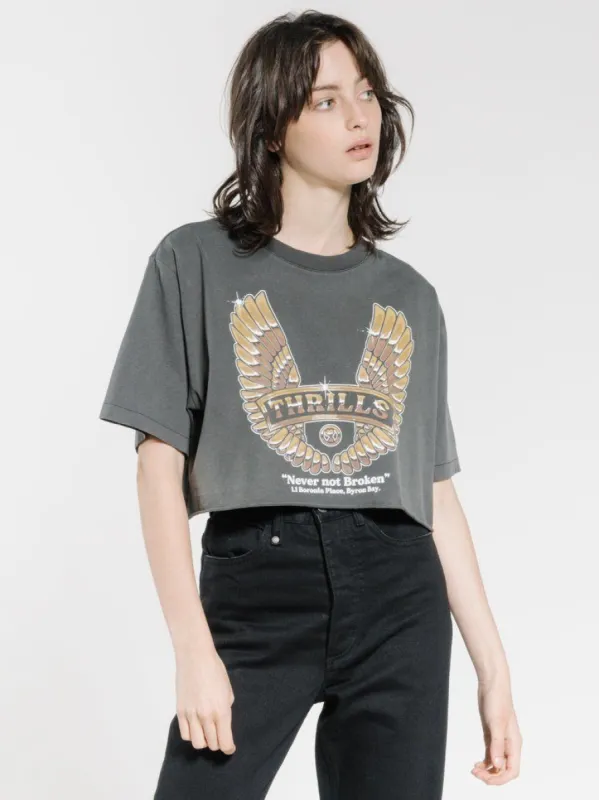 Wings of Steel Merch Super Crop Tee - Merch Black sold by Thrills