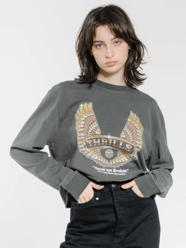 Wings of Steel Merch Crop LS Tee - Merch Black sold by Thrills