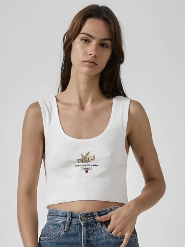 Golden Paradise Crop Rib Singlet  - Dirty White sold by Thrills