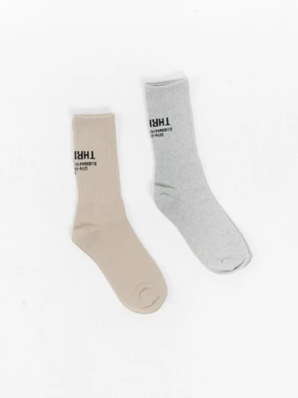 Thrills Stencil Sock 2 Pack - Grey Marle - Washed Tan sold by Thrills