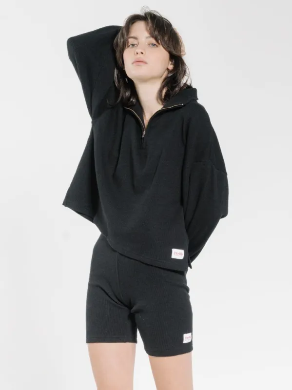Hiatus 3/4 Zip Pullover - Black sold by Thrills