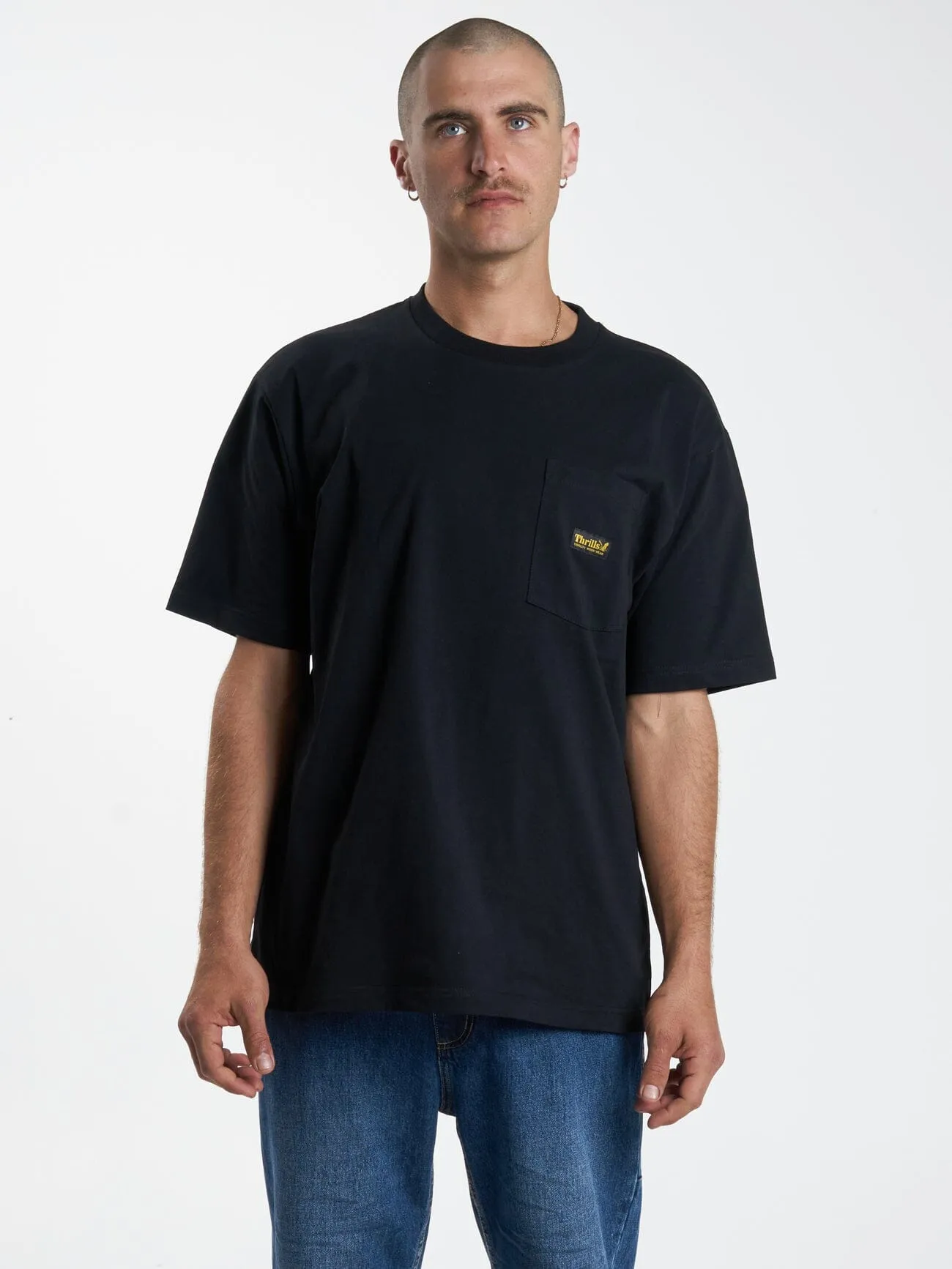 Thrills Union Oversize Fit Pocket Tee - Black sold by Thrills