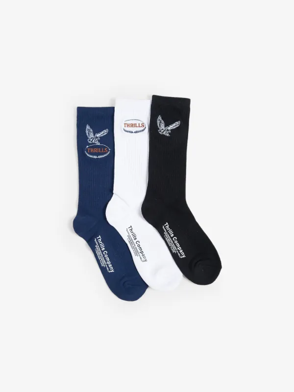 Canyon 3 Pack Sock - Merch Black - White - Vintage Navy made by Thrills