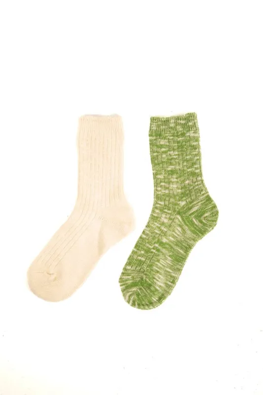 Thrills Pinch Slub 2 Pack Sock - Unleached-Kiwi Green made by Thrills