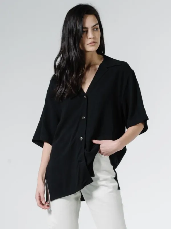 Rose Slouch Shirt - Black sold by Thrills