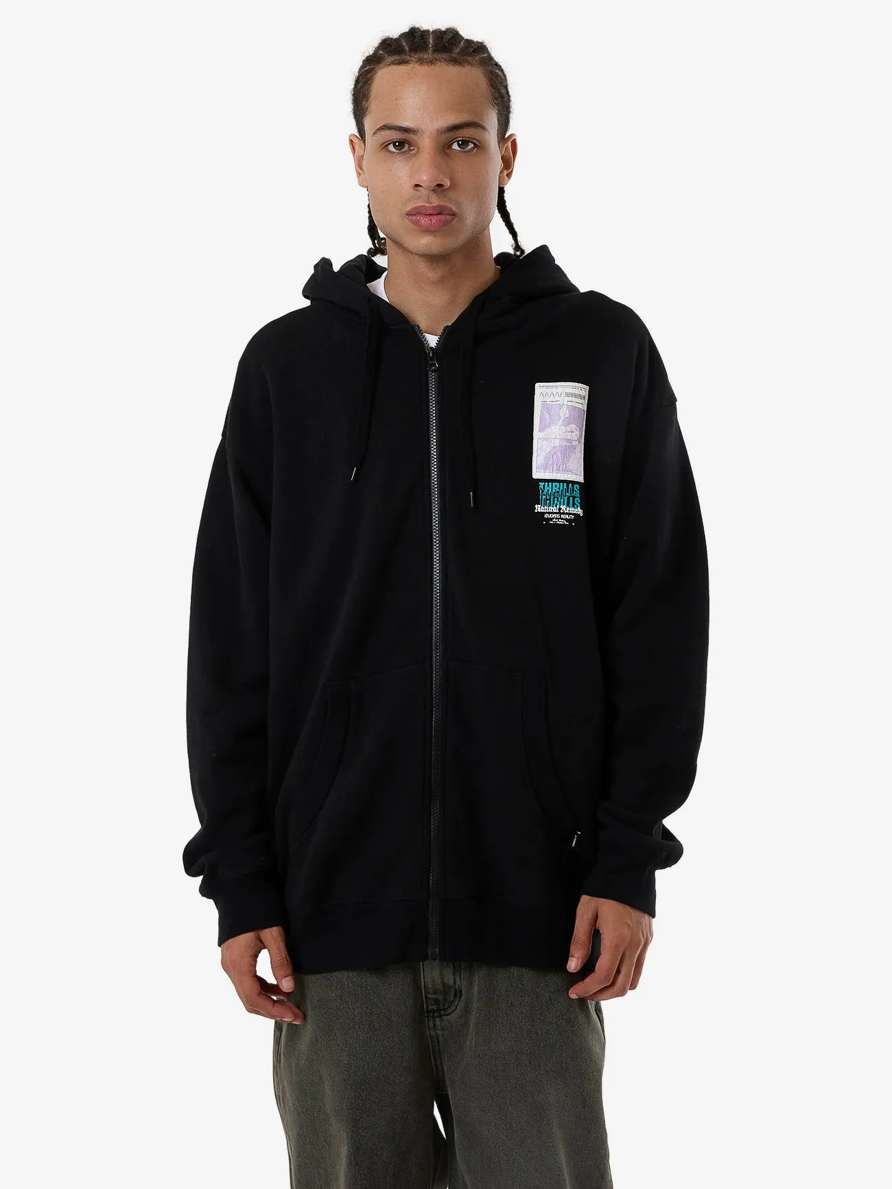 Natural Remedy Zip Hood Fleece - Black sold by Thrills