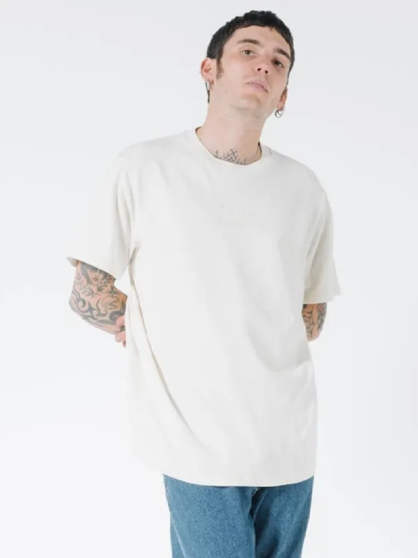 Tonal Stacked Thrills Company Merch Fit Tee - Unbleached sold by Thrills