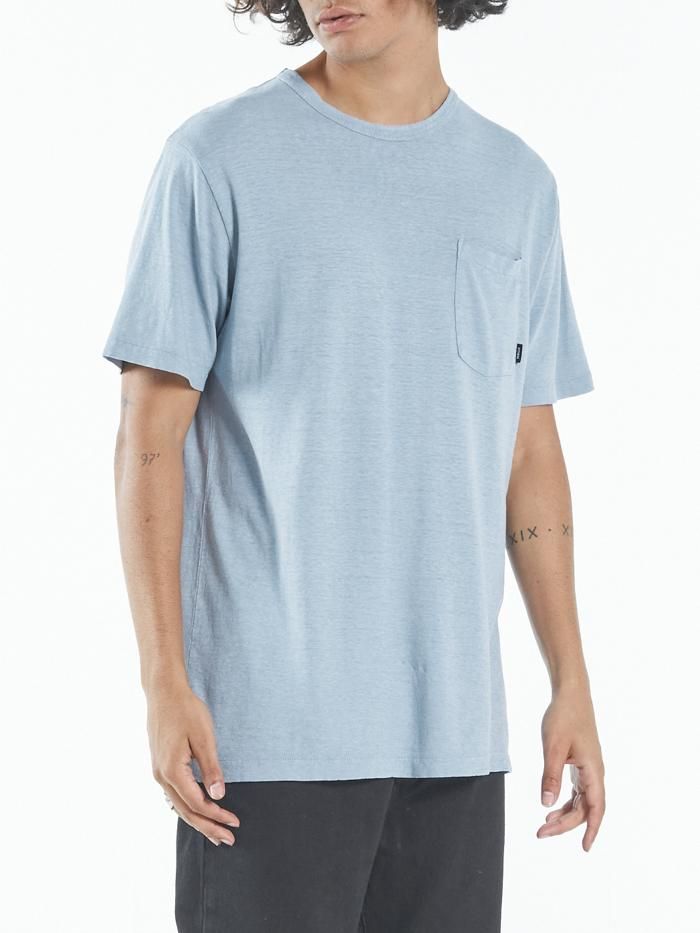 Hemp Lightweight Merch Fit Pocket Tee - Steel Blue sold by Thrills product image thumbnail 3